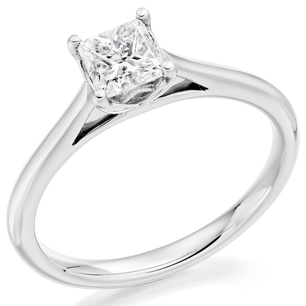 Platinum 0.61ct Princess Cut Diamond Solitaire Engagement Ring