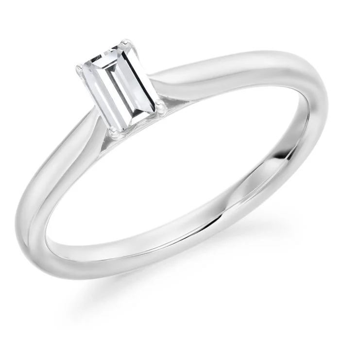 Platinum 0.30ct Emerald Cut Diamond Solitaire Engagement Ring