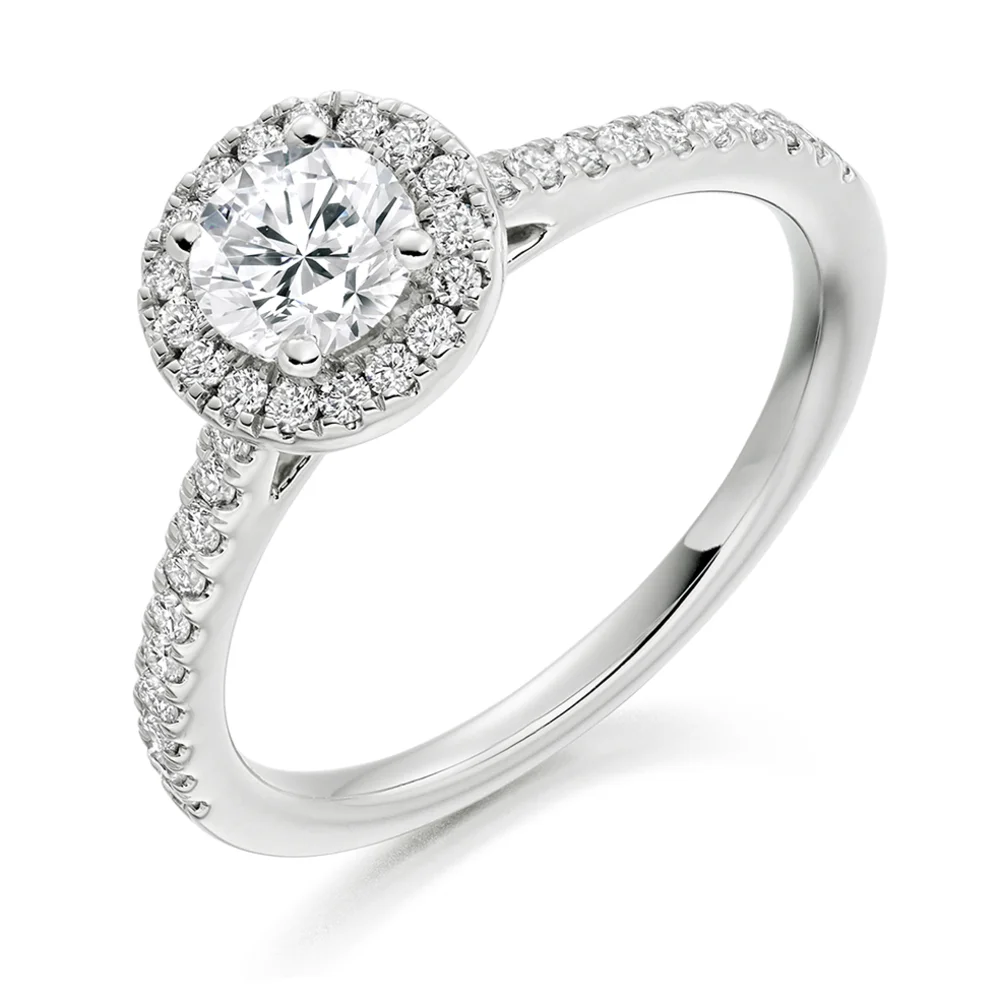 Platinum 0.85ct Diamond Halo Engagement Ring