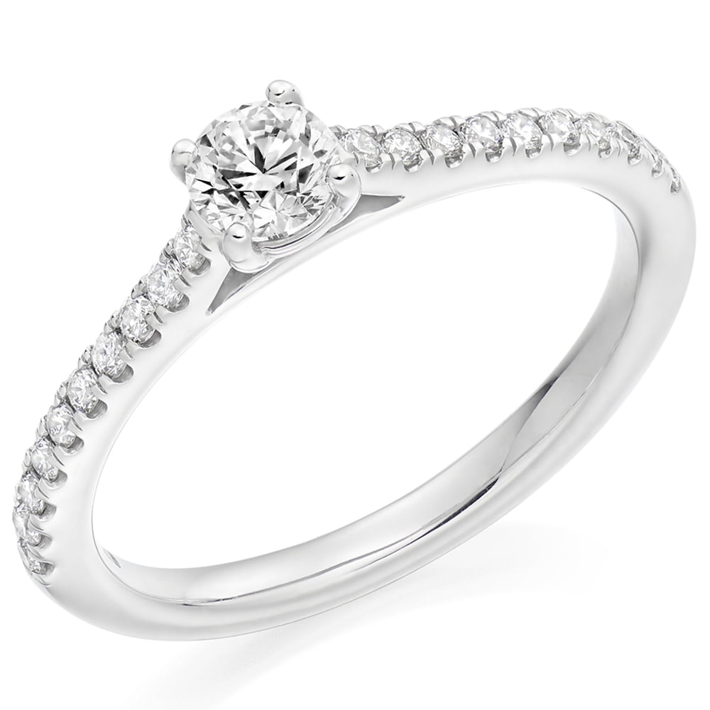 Platinum 0.50ct Diamond Shoulders Solitaire Engagement Ring