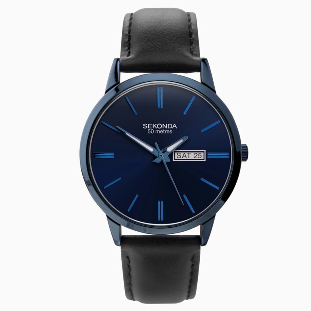 Sekonda Classic Mens Blue Leather Strap Watch