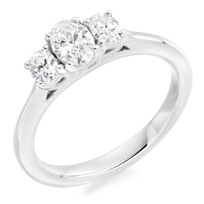 Platinum Oval Trilogy Engagement Ring