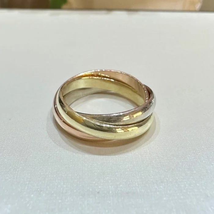 Second Hand 9ct Yellow, White and Rose Gold Russian Triple Ring