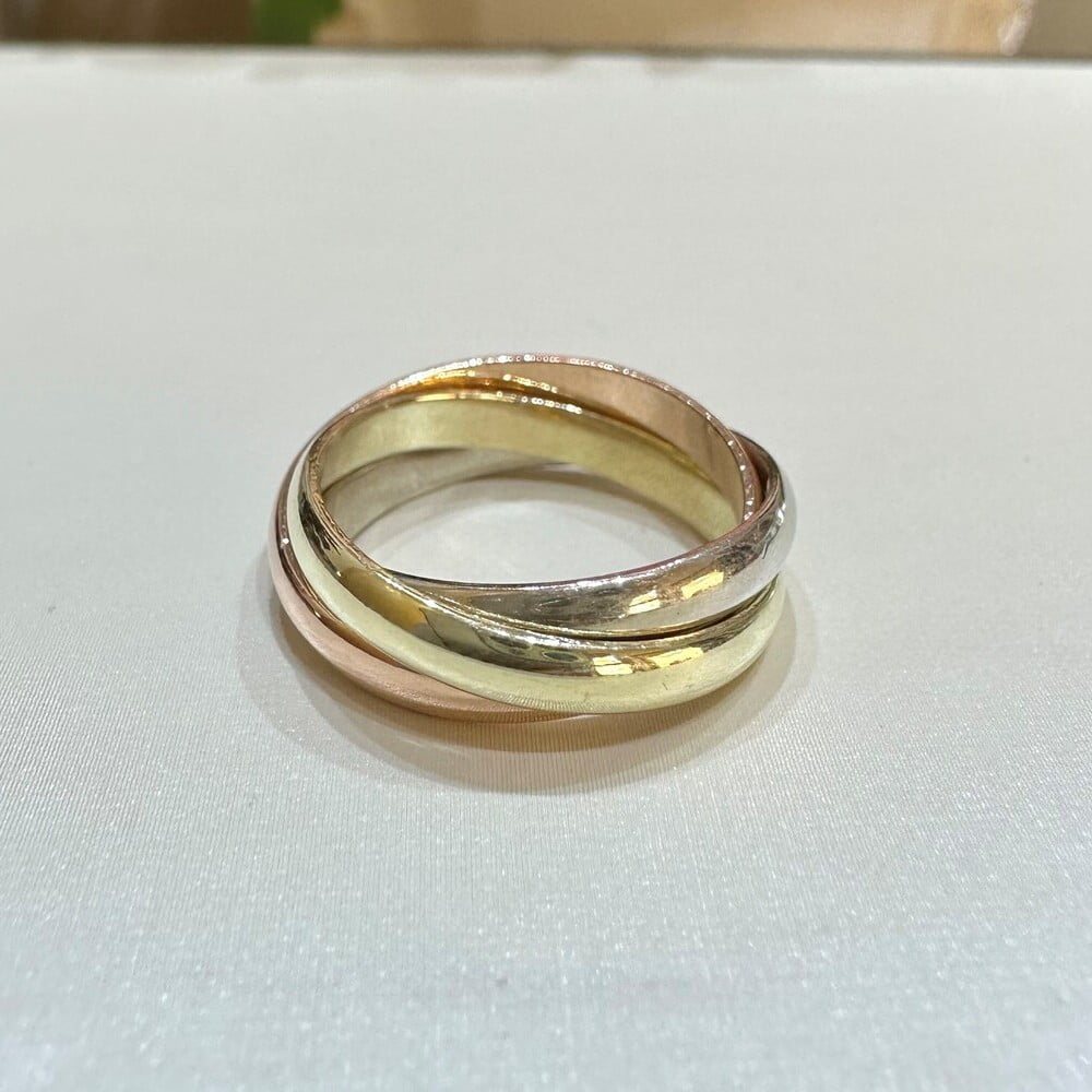 Pre-Owned 9ct Yellow, White & Rose Gold Triple Russian Ring