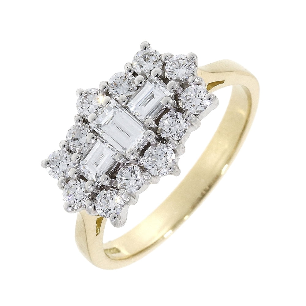 18ct Yellow Gold 1.09ct Diamond Cluster Ring