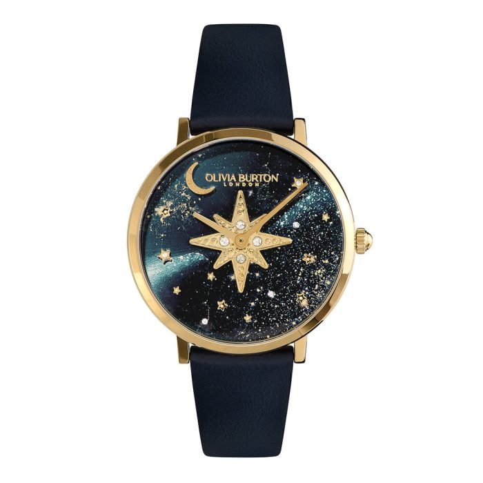 Olivia Burton 35mm Star Blue and Gold Watch