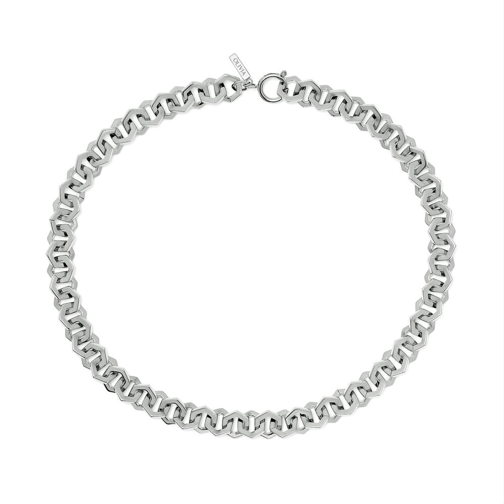 Olivia Burton Signature Honeycomb Silver Link Chain Necklace