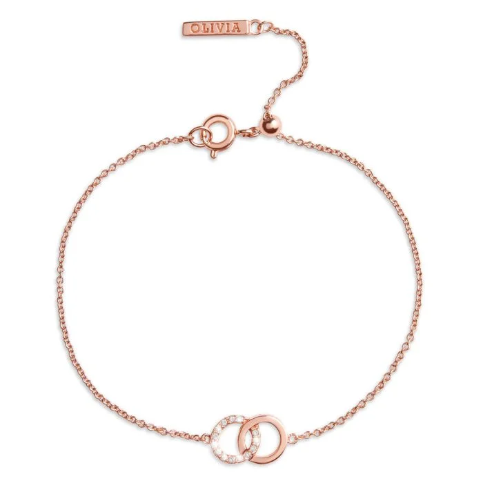 Olivia Burton Interlink Circle Crystal Rose Gold Bracelet