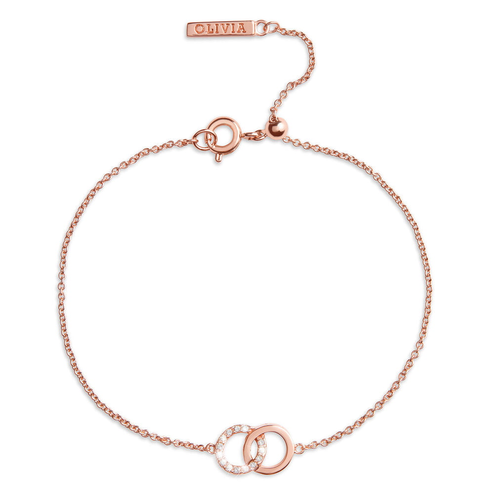 Olivia Burton Classics Bejewelled Interlink Rose Gold Chain Bracelet