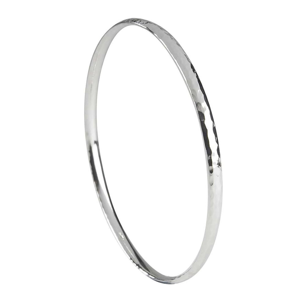 Curteis Silver Court Shaped Hammered Bangle