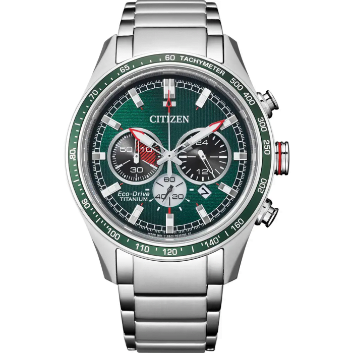 Citizen Mens Eco Drive Green Super Titanium Chronograph Watch