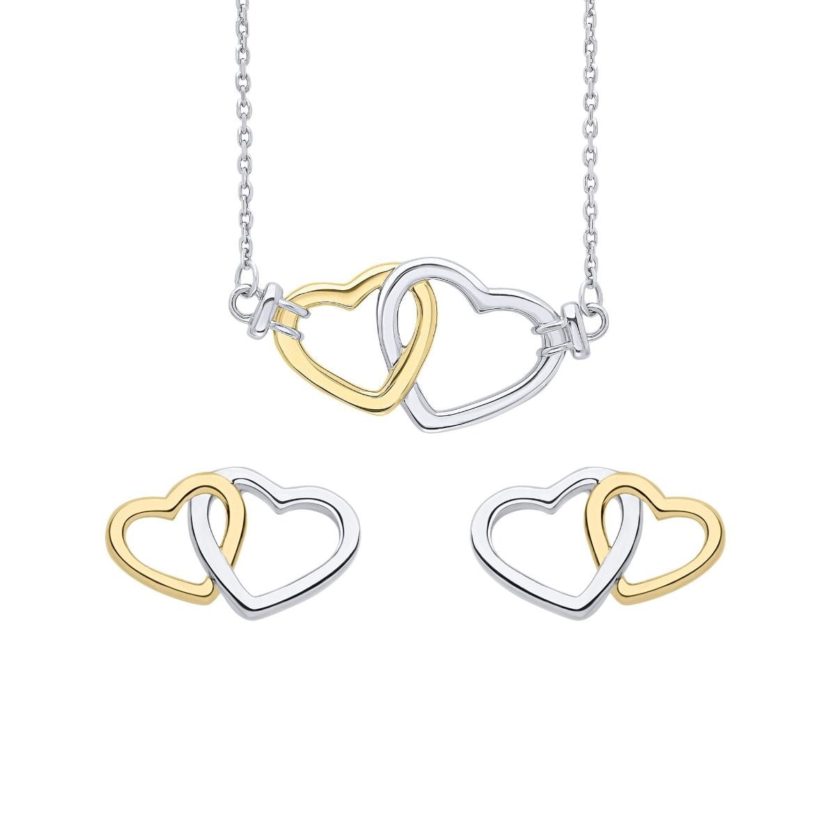 Fiorelli Valentine Interlinking Double Heart Necklace & Earrings Set