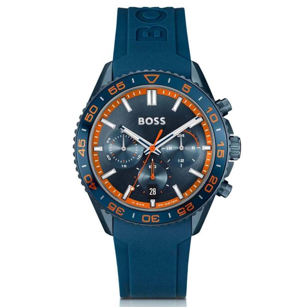 BOSS Mens Runner Blue & Orange Chronograph Watch