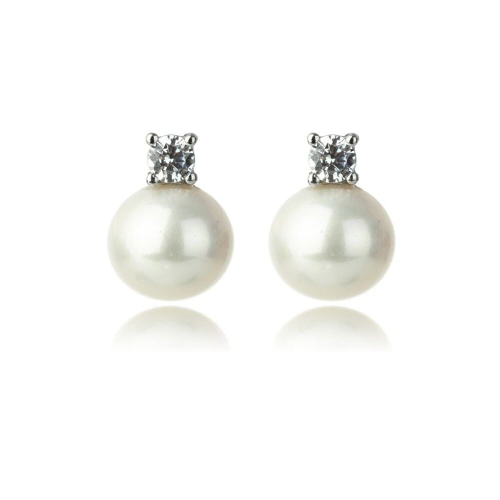 Georgini Oceans Noosa Silver Pearl & CZ Stud Earrings