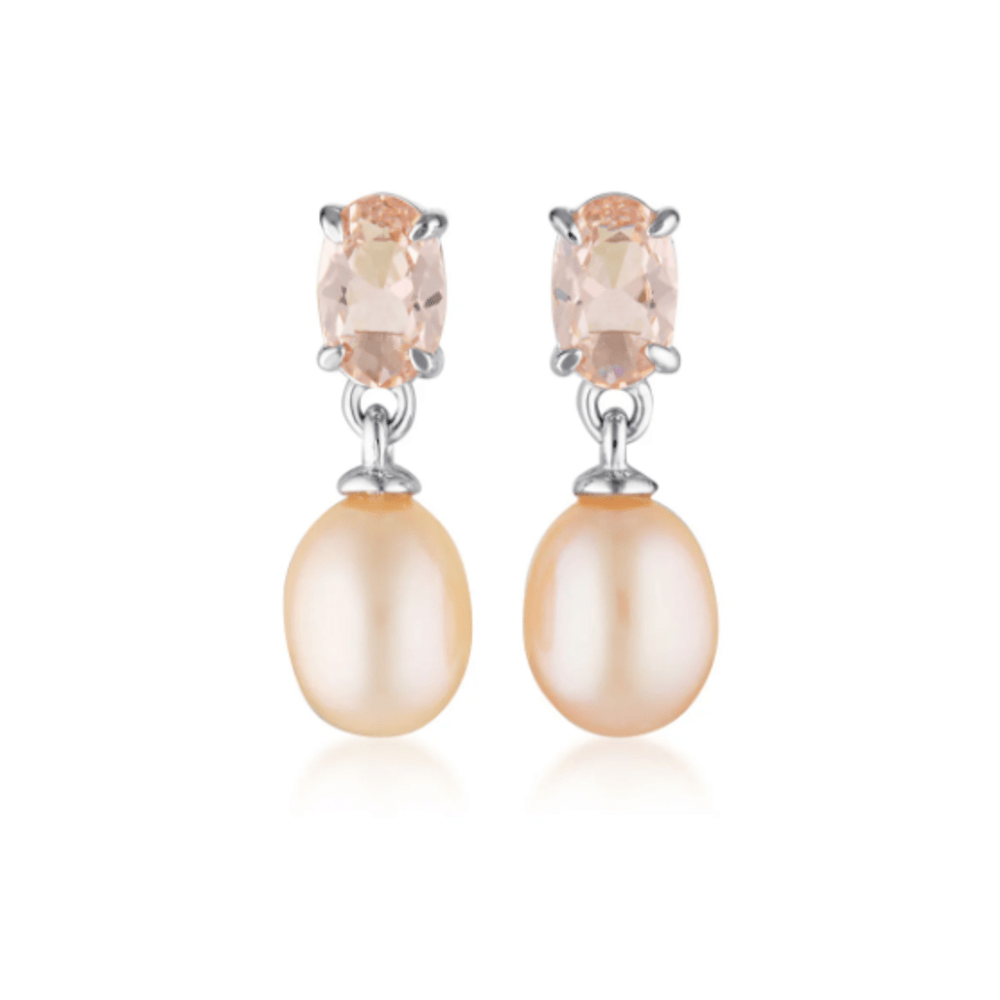 Georgini Whitsundays Silver Pearl & CZ Drop Earrings