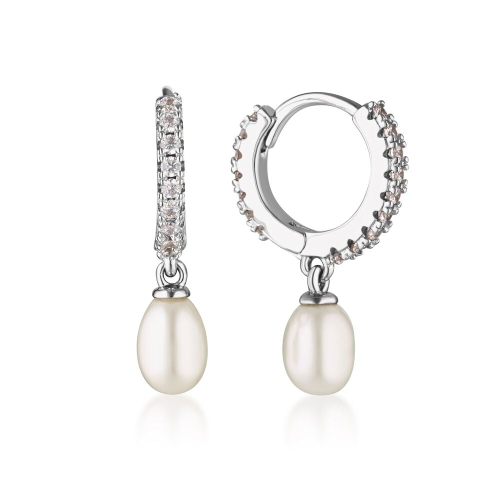 Georgini Ocean Bondi Silver Pearl & CZ Drop Earrings