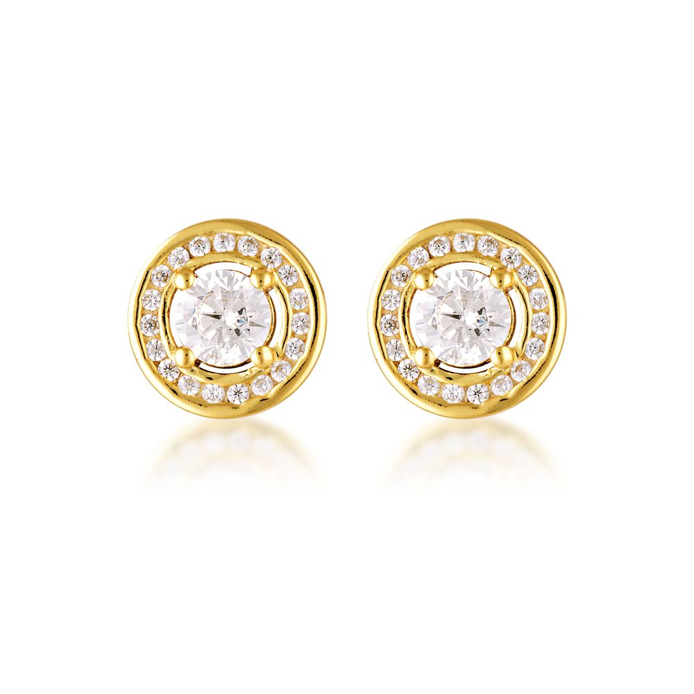 Georgini Milestone Gold White CZ Halo Stud Earrings