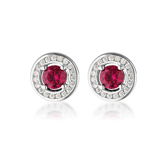 Georgini Red Cubic Zirconia Silver Stud Earrings