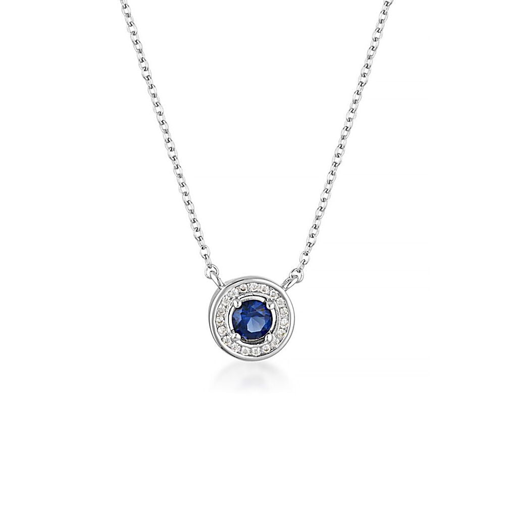 Georgini Milestone Silver Blue CZ Halo Necklace