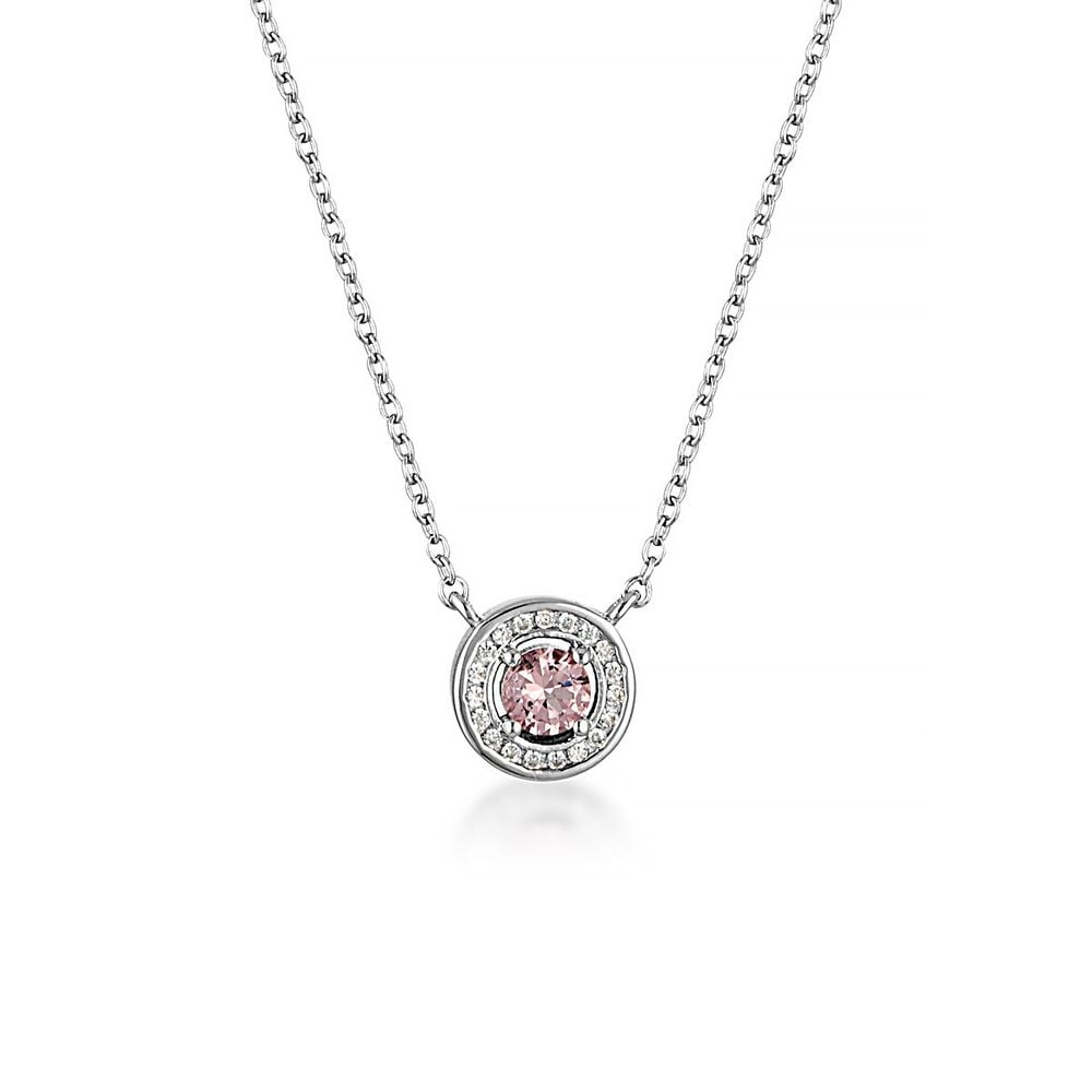 Georgini Milestone Silver Pink CZ Halo Necklace