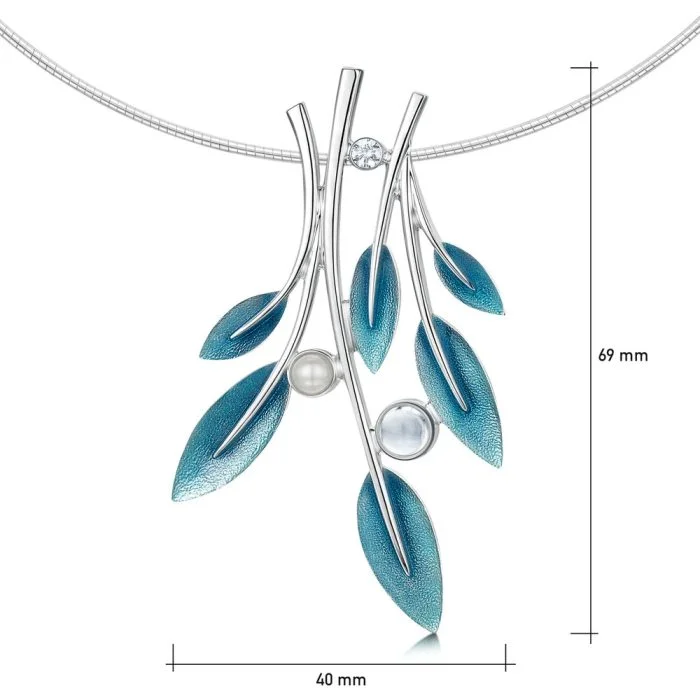 Sheila Fleet Rowan Sage Enamel Moonstone Pendant - Image 2