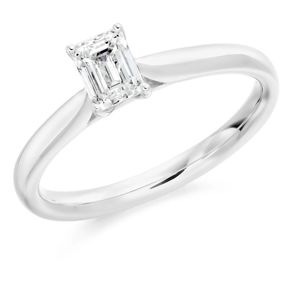 Platinum 0.50ct IF Emerald Cut Diamond Solitaire Ring