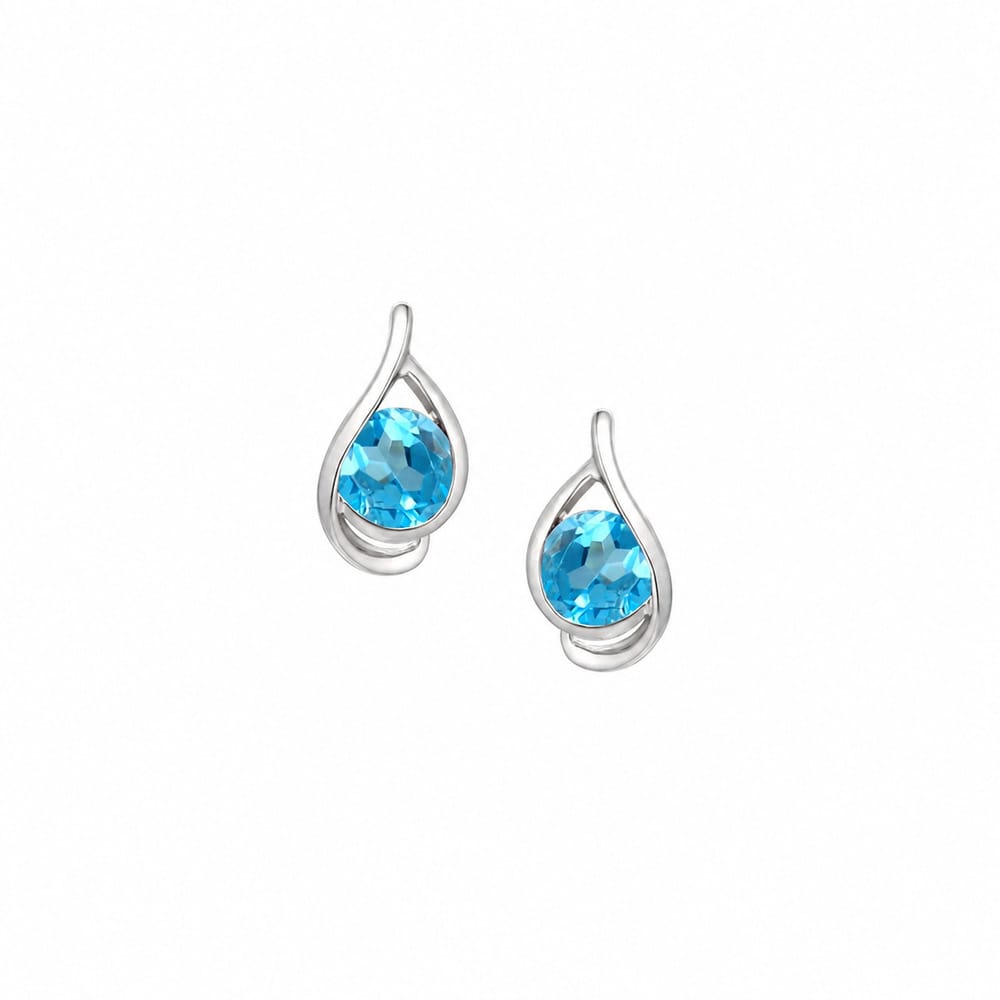 Amore 9ct White Gold Blue Topaz Viola Drop Earrings