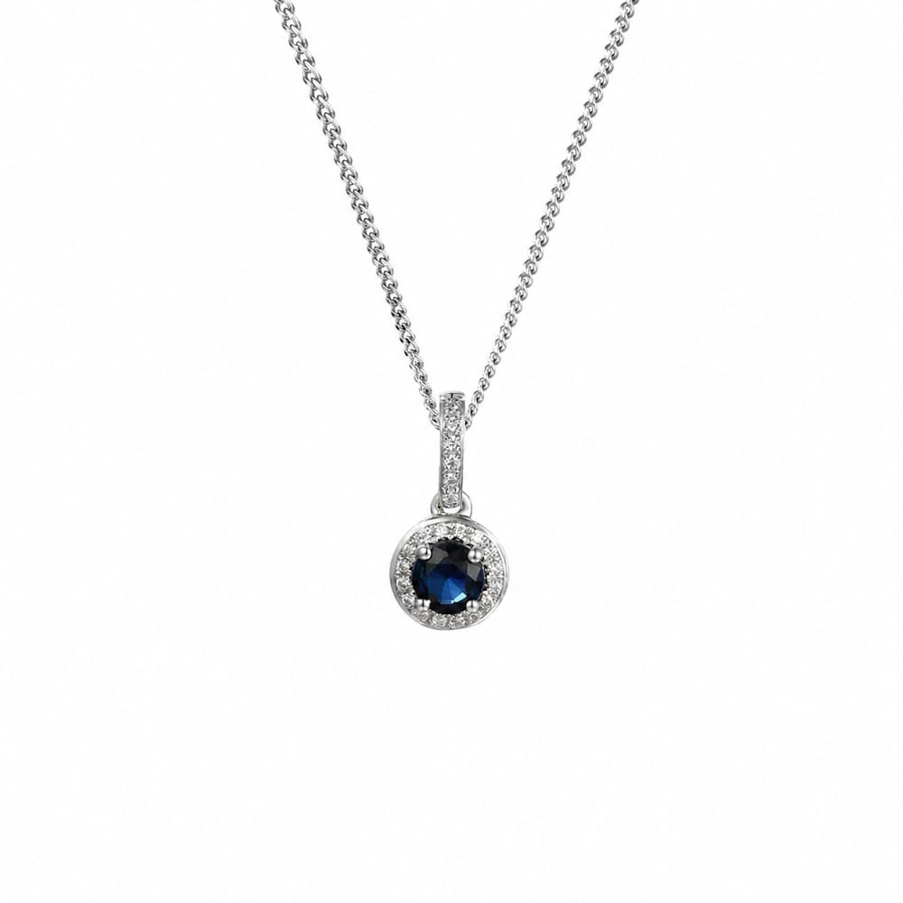 Amore 9ct White Gold Sapphire Snowdrops Pendant