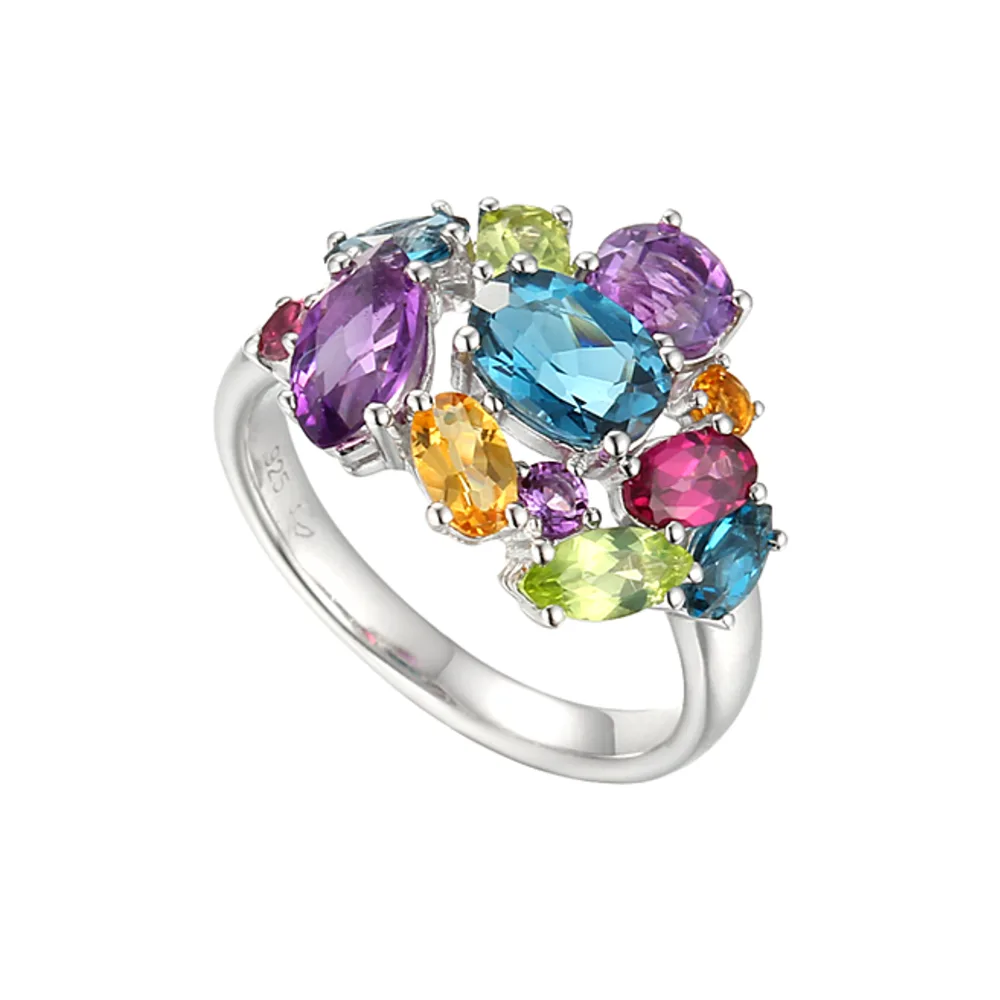 Amore Silver Rainbow Cocktail Ring