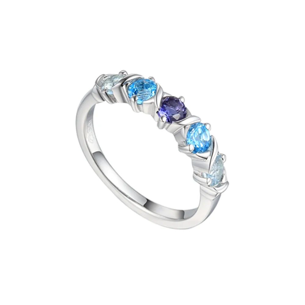 Amore Silver Cross My Heart Topaz Ring