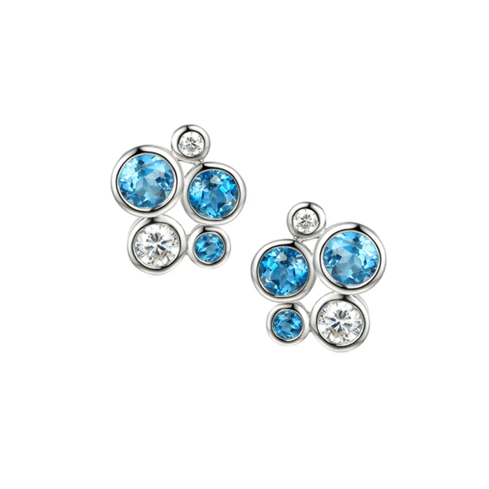 Amore Silver Fantasia Symphony Blue Topaz Earrings