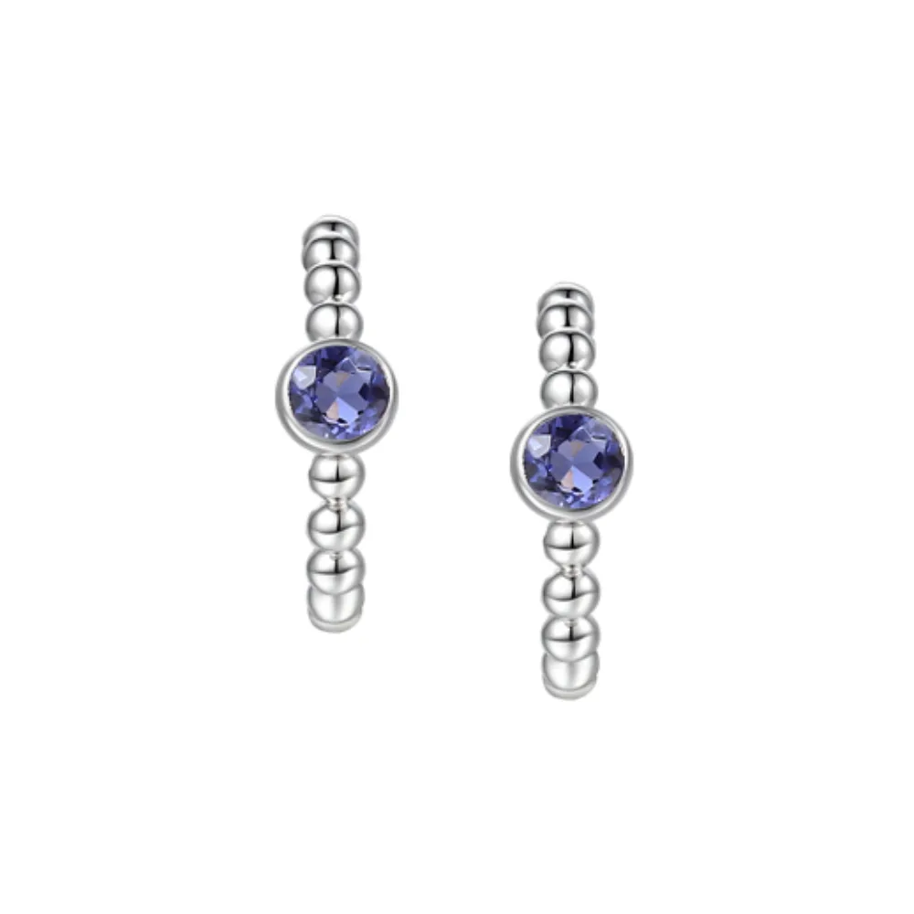 Amore Silver Summer Shade Iolite Hoop Earrings
