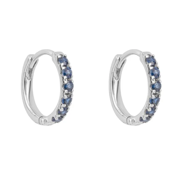 Sapphire Hoop Earrings | White Gold Sapphire earrings | Nettletons