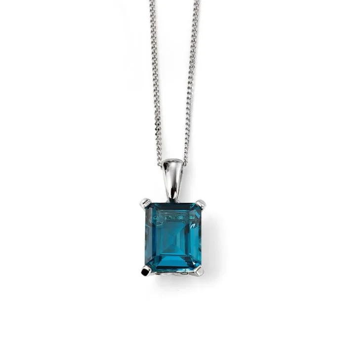 London Blue Topaz Necklace | Blue Topaz Necklace White Gold