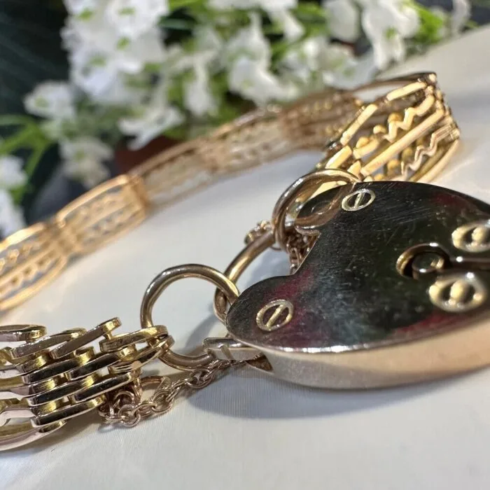 Second Hand 9ct Rose Gold Five Bar Gate Bracelet - Image 4