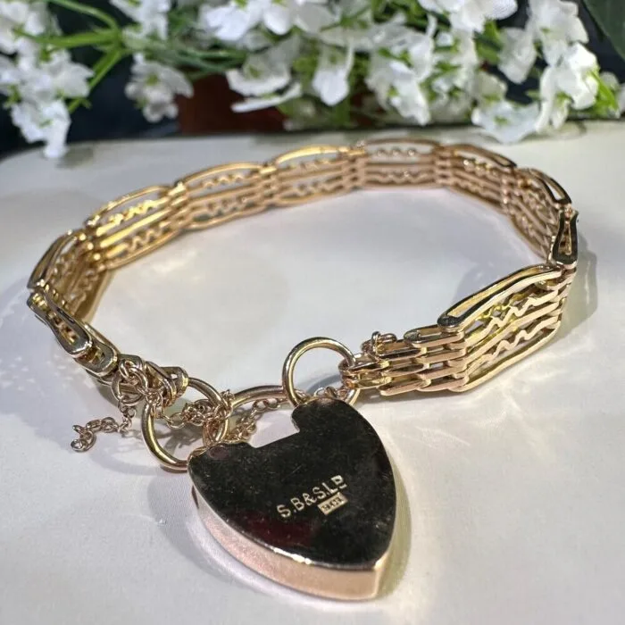 Second Hand 9ct Rose Gold Five Bar Gate Bracelet - Image 5