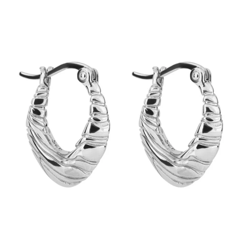 Fiorelli Silver Sand Dune Ripple Hoop Earrings