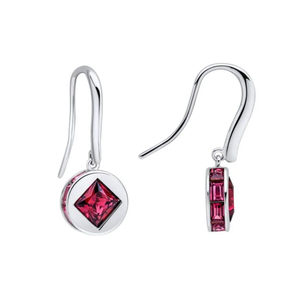 Fiorelli Silver Mixed Shape Fuchsia Crystal Drop Earrings