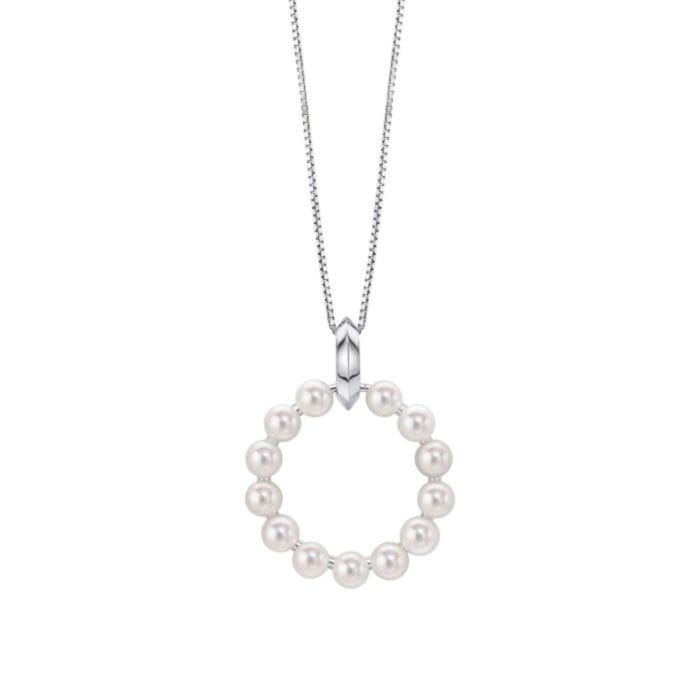 Silver Pearl Pendant | Pearl Circle Pendant | Nettletons Jewellers