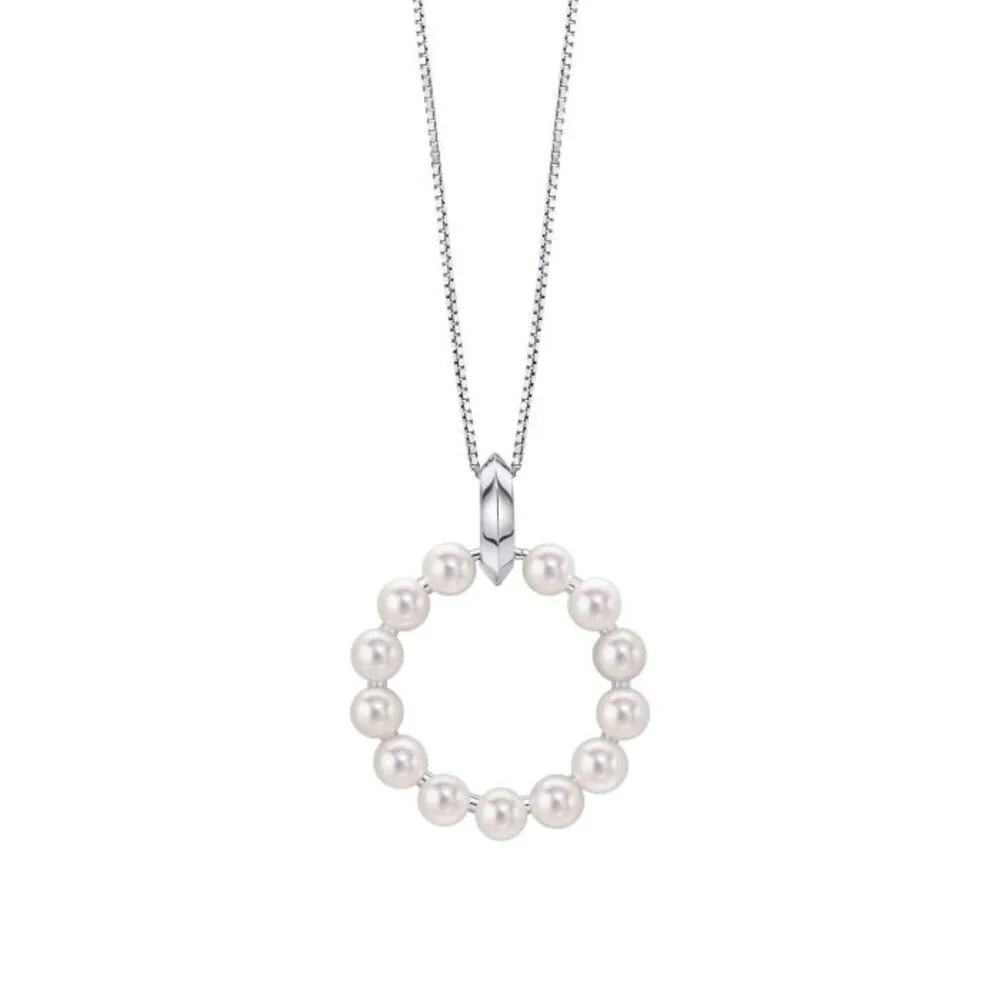 Fiorelli Silver Pearl Circle Pendant