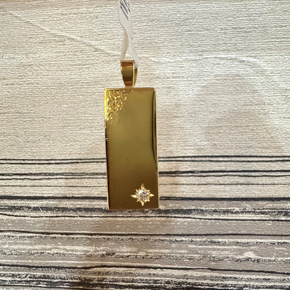 Second Hand 18ct Yellow Gold Diamond Set Ingot Pendant