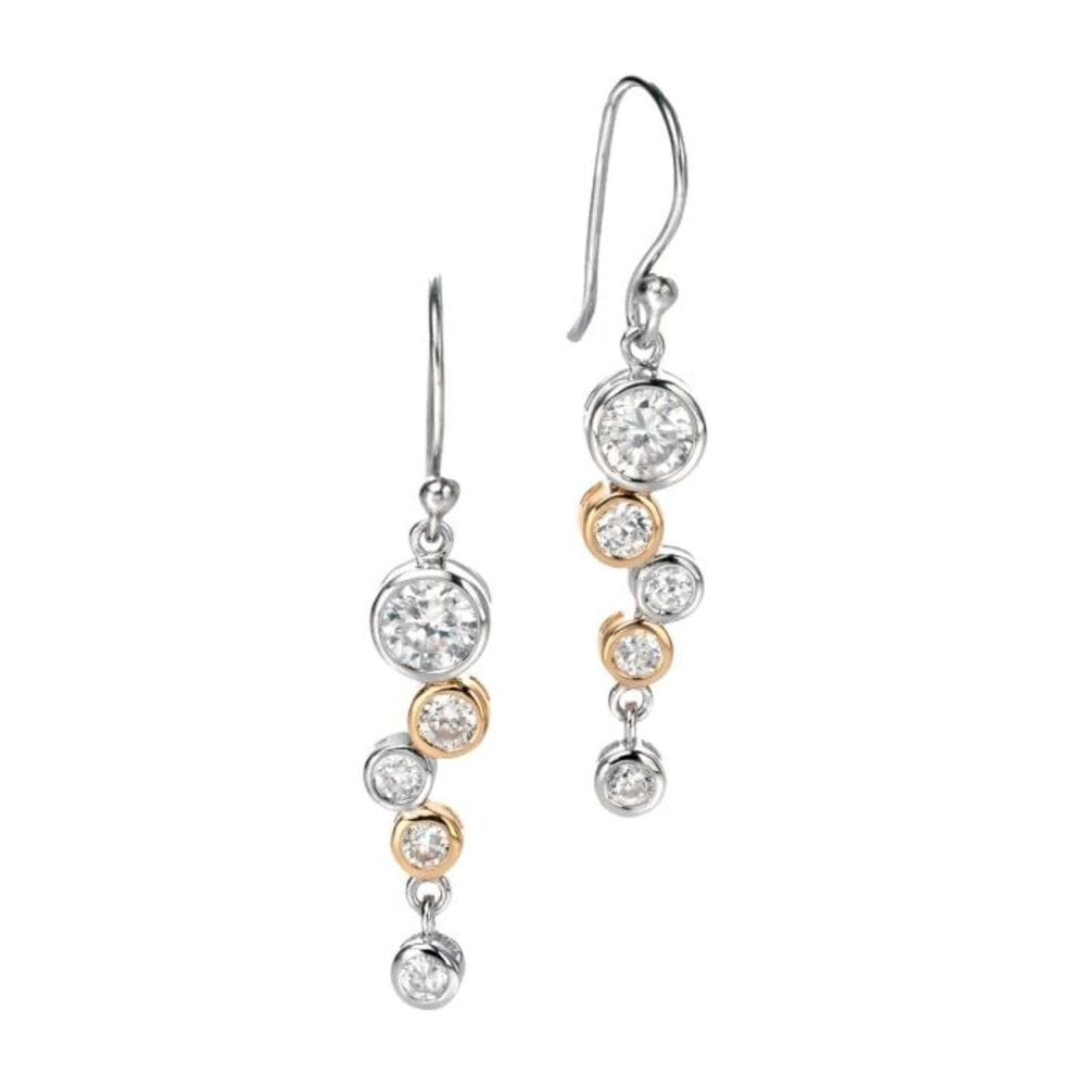 Fiorelli Silver & Gold CZ Bubble Drop Earrings