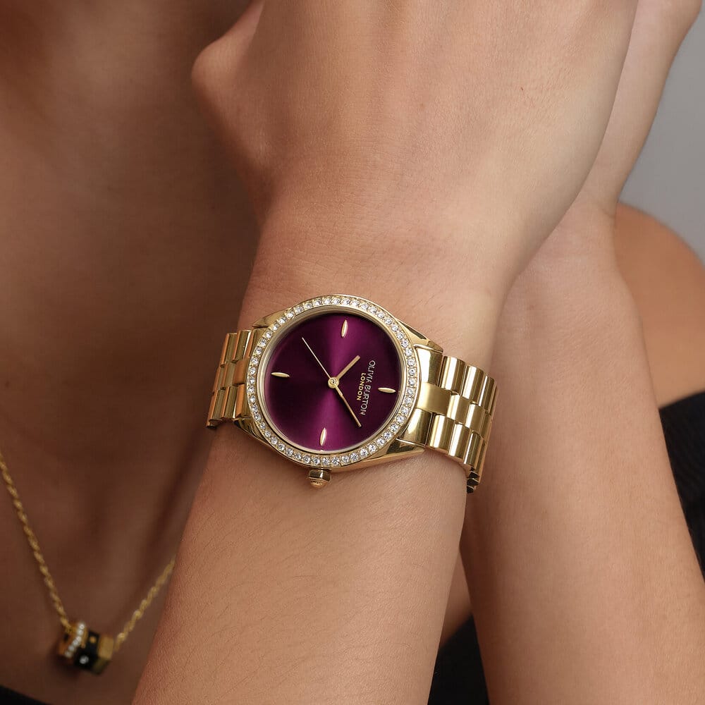Olivia Burton Sports Luxe Bejewelled Cherry Lacquer Watch - Image 4