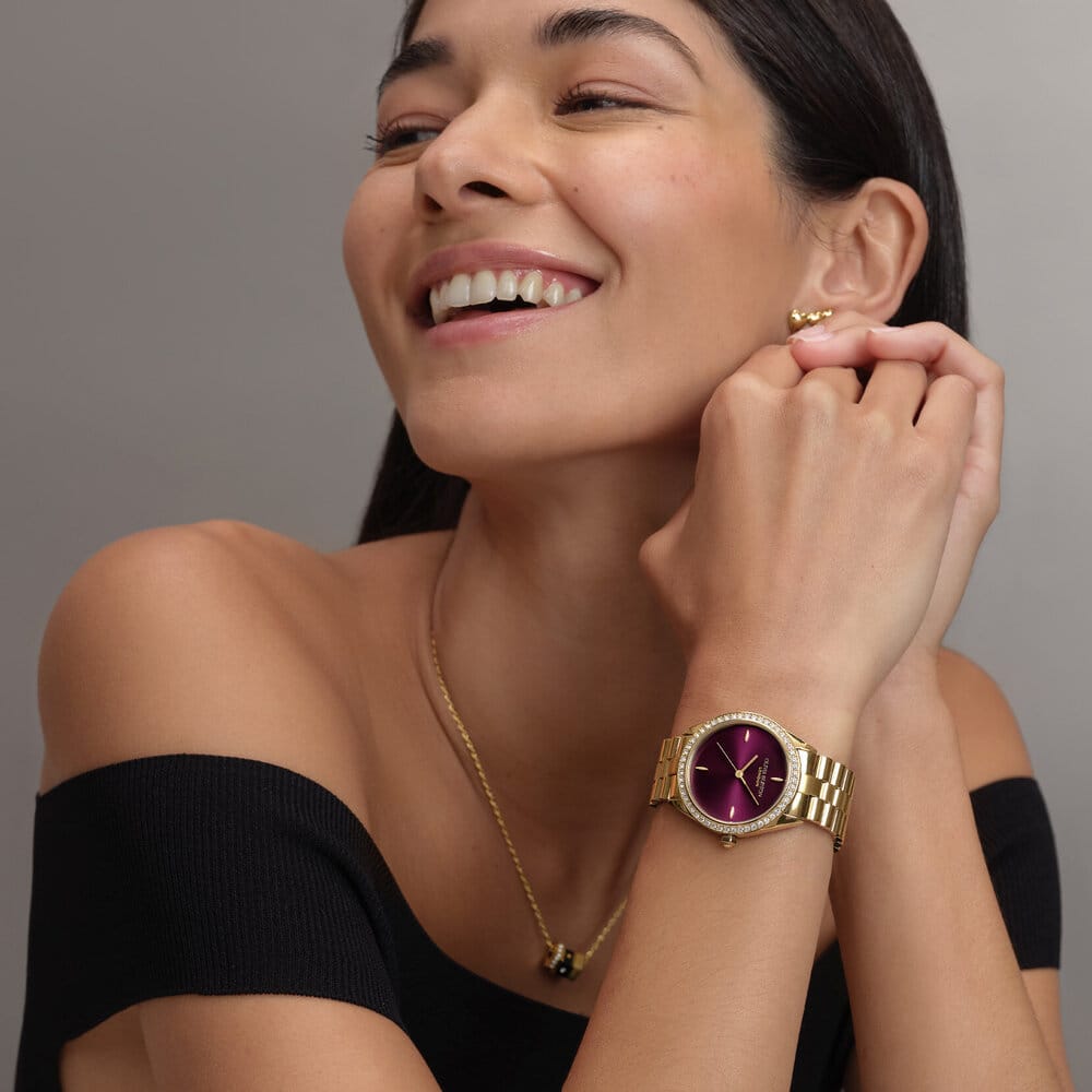Olivia Burton Sports Luxe Bejewelled Cherry Lacquer Watch - Image 5