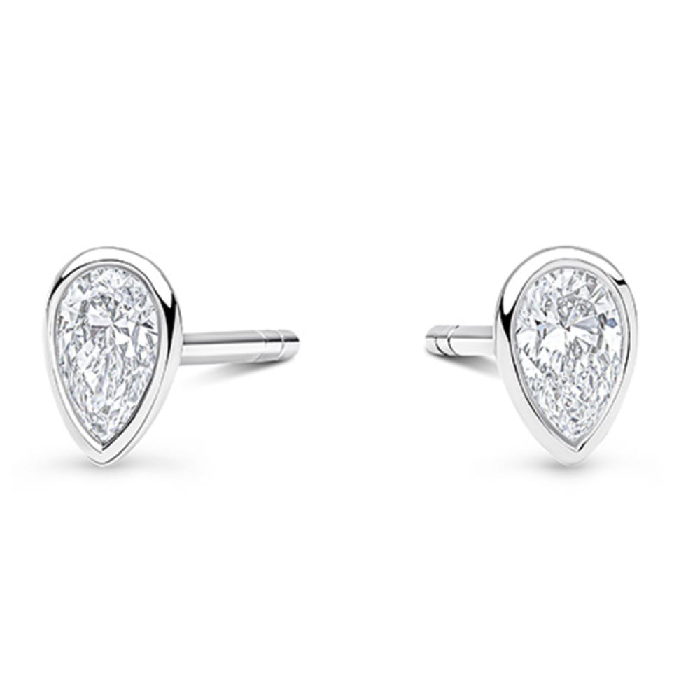 Platinum 0.46ct Pear Cut Diamond Stud Earrings