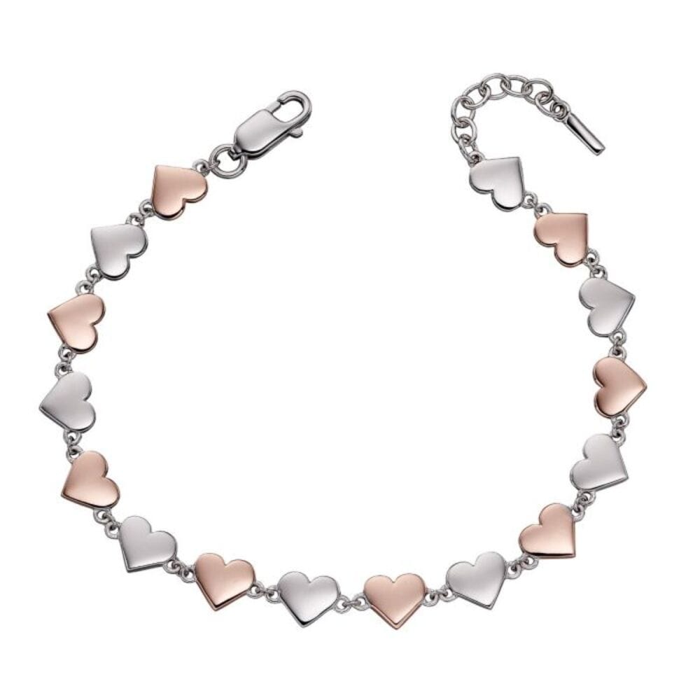 Fiorelli Silver & Rose Gold Heart Tennis Bracelet