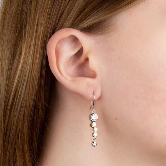 Fiorelli Silver & Gold CZ Bubble Drop Earrings - Image 2