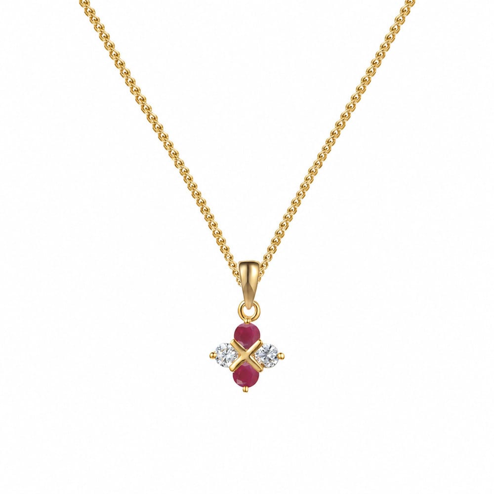 Amore 9ct Yellow Gold Ruby Snow Serenity Pendant