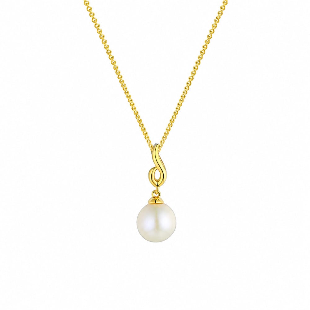 Gold Freshwater Pearl Pendant | 9ct Gold Pearl Necklace | Amore