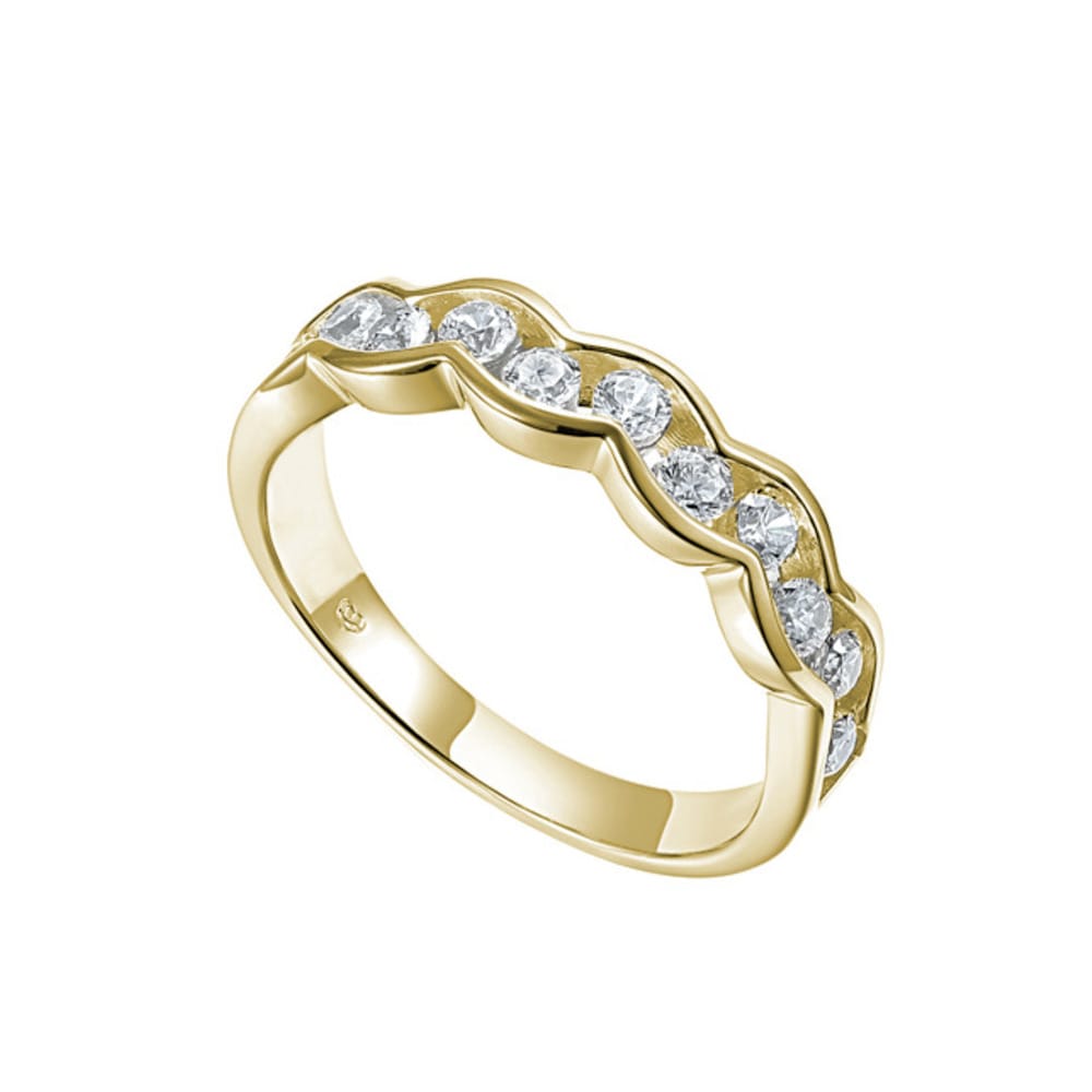 Amore 9ct Yellow Gold Diamond Awesome Wavy Ring